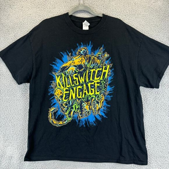 Killswitch Engage Band Tee Mens XL Black Y2K Necro Metal Scull Scorpion Graphic - Picture 1 of 7